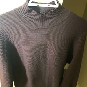 Chocolate mock-neck ribbed sweater!